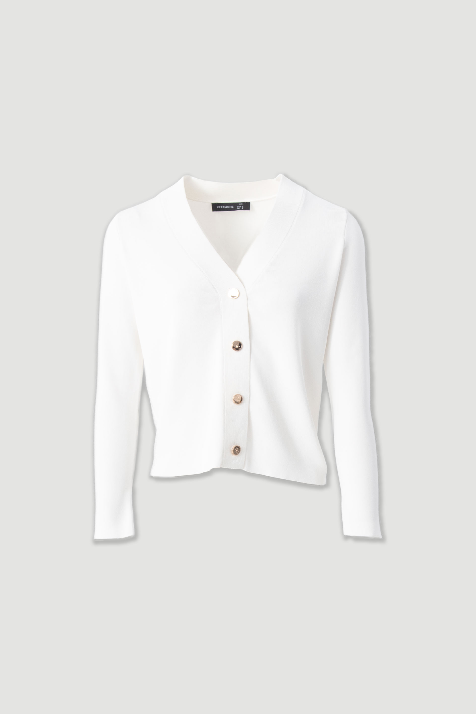 Short knitted cardigan with custom buttons