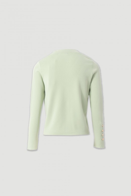 Short knitted cardigan with custom buttons