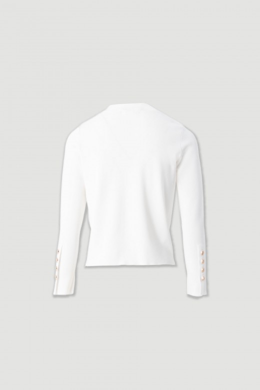 Short knitted cardigan with custom buttons