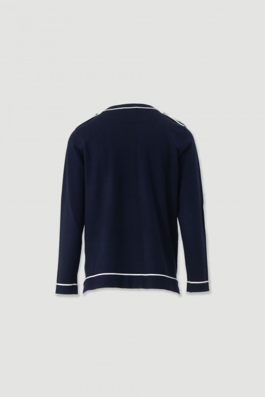 Knit sweater with shoulder buttons Knit sweater with shoulder buttons