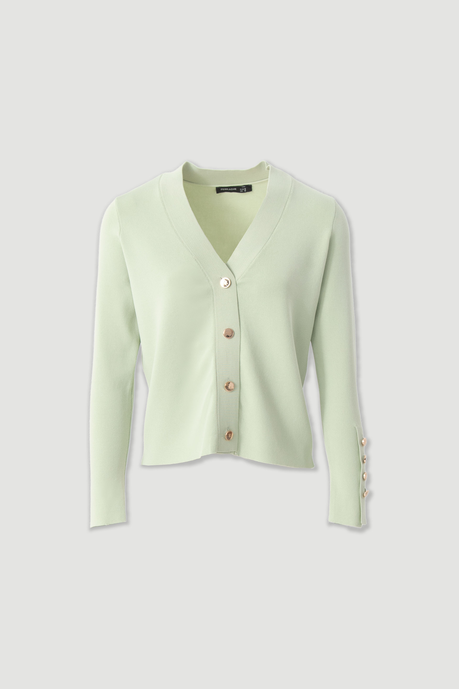 Short knitted cardigan with custom buttons