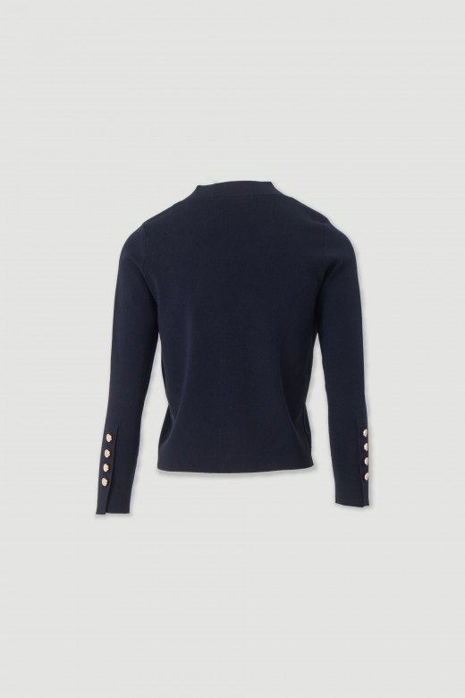 Casaco curto de malha com botões personalizados Casaco curto de malha com botões personalizados