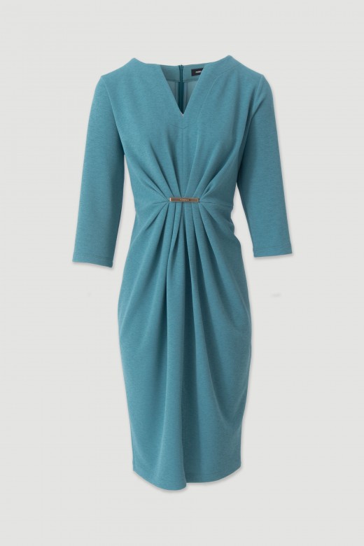 Fitted dress with metallic front detail