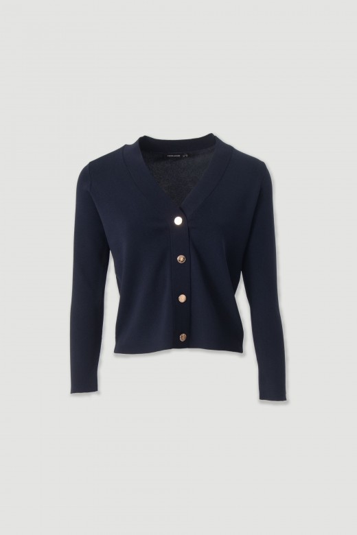 Casaco curto de malha com botões personalizados Casaco curto de malha com botões personalizados