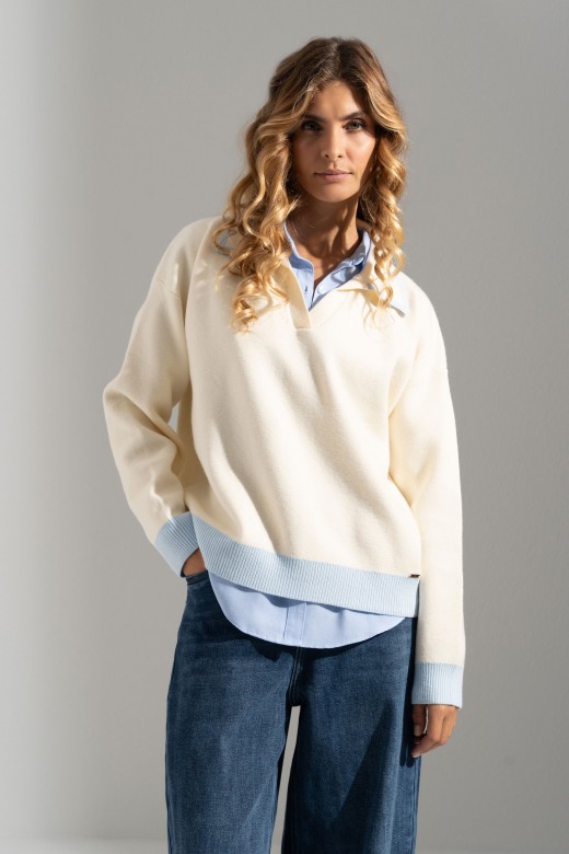 Knit polo with contrast details