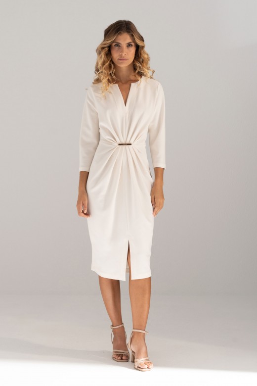 Fitted midi dress with metallic detail