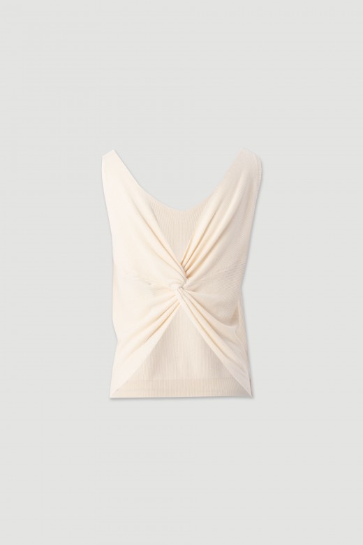 Ribbed knit top with back knot detail