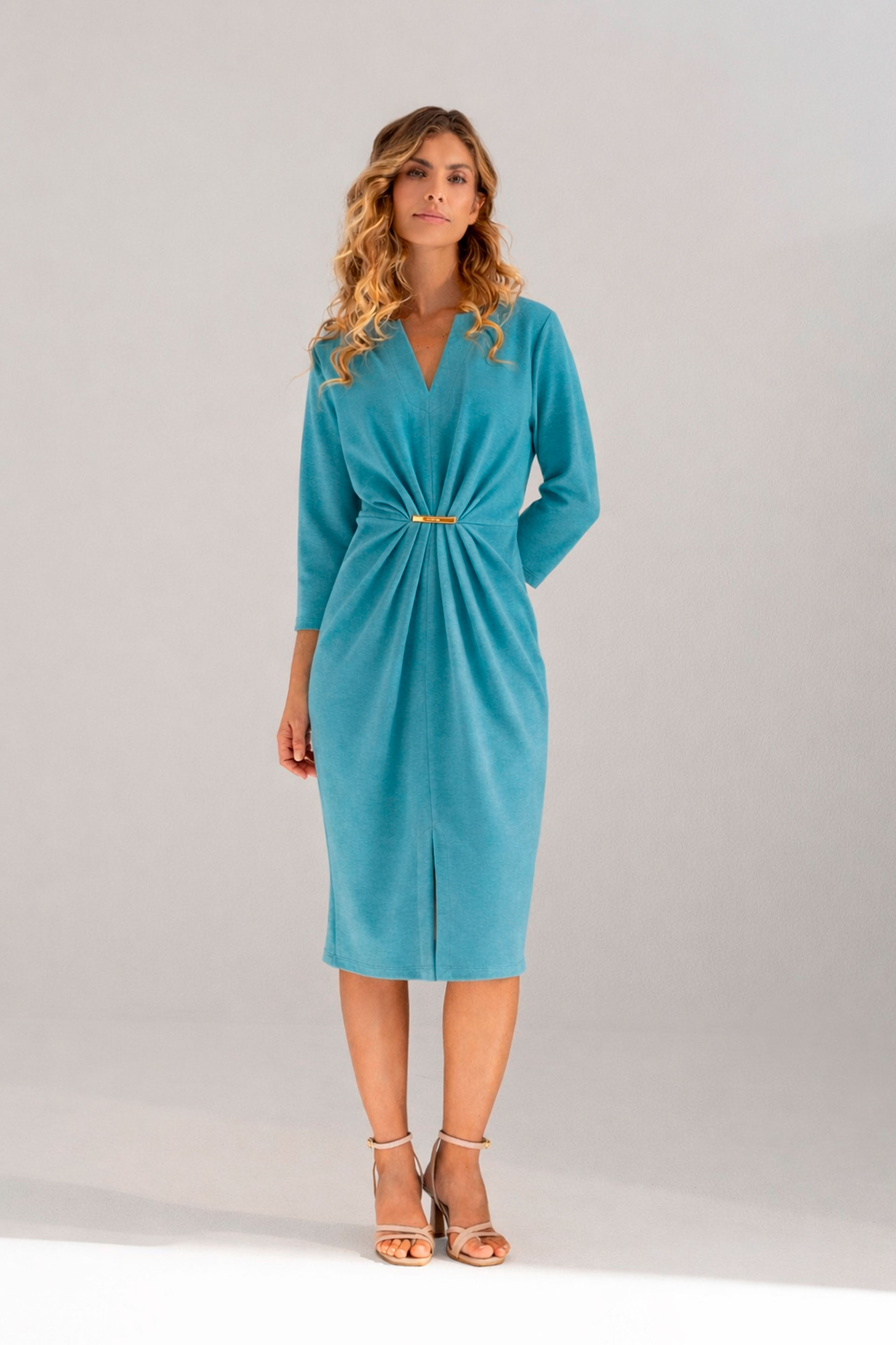 Fitted dress with metallic front detail