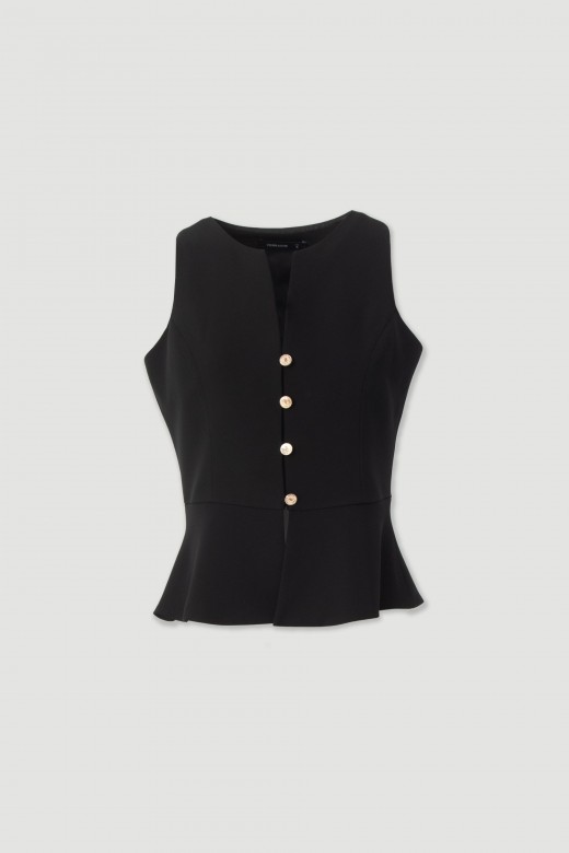 Structured vest with buttons and peplum effect