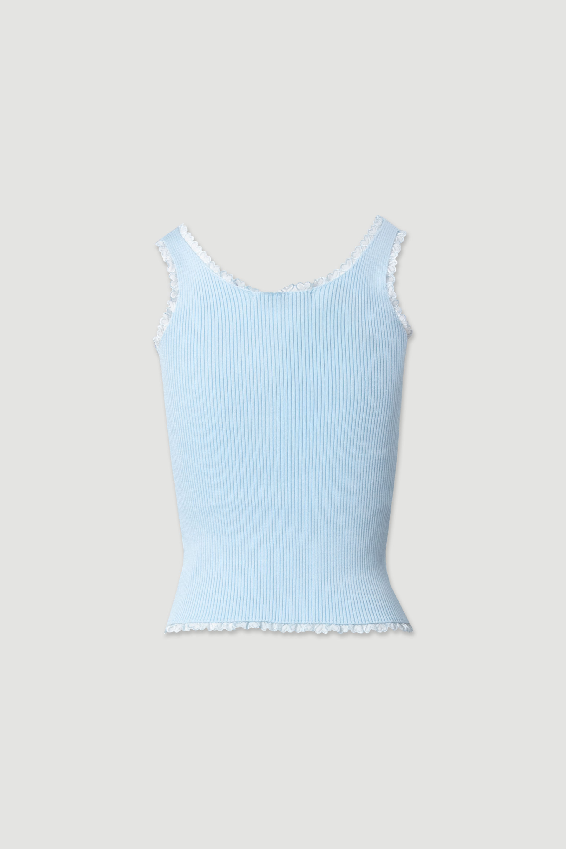 Ribbed knit top with lace detail