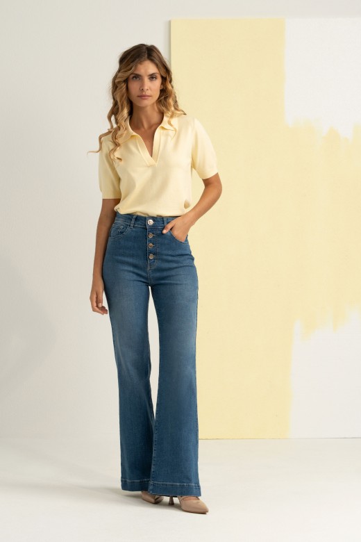 Jeans flare de algodão Jeans flare de algodão