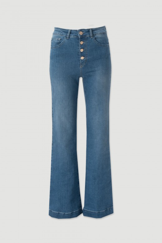 Jeans flare de algodão Jeans flare de algodão