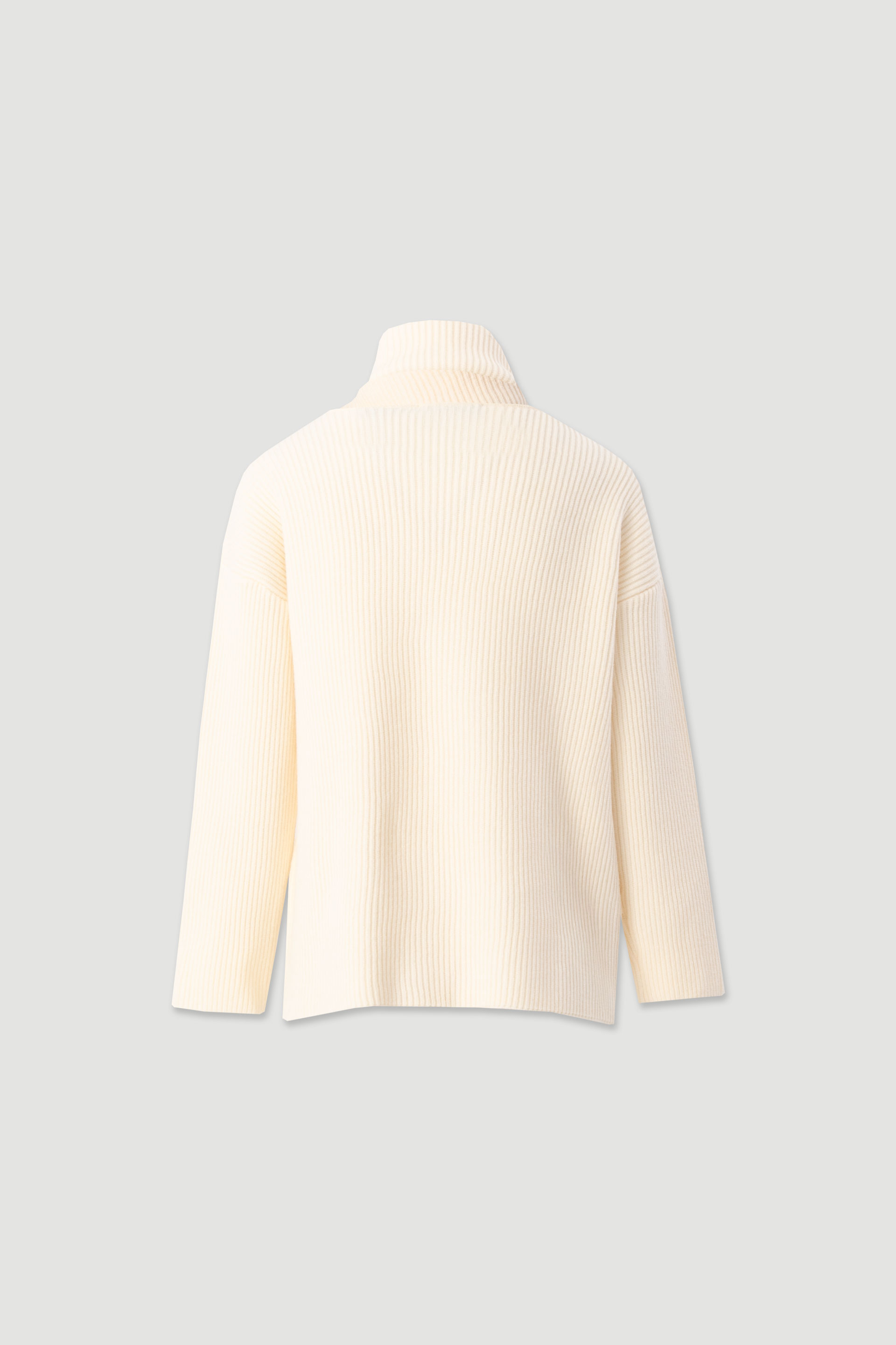 Ribbed knit sweater with integrated scarf