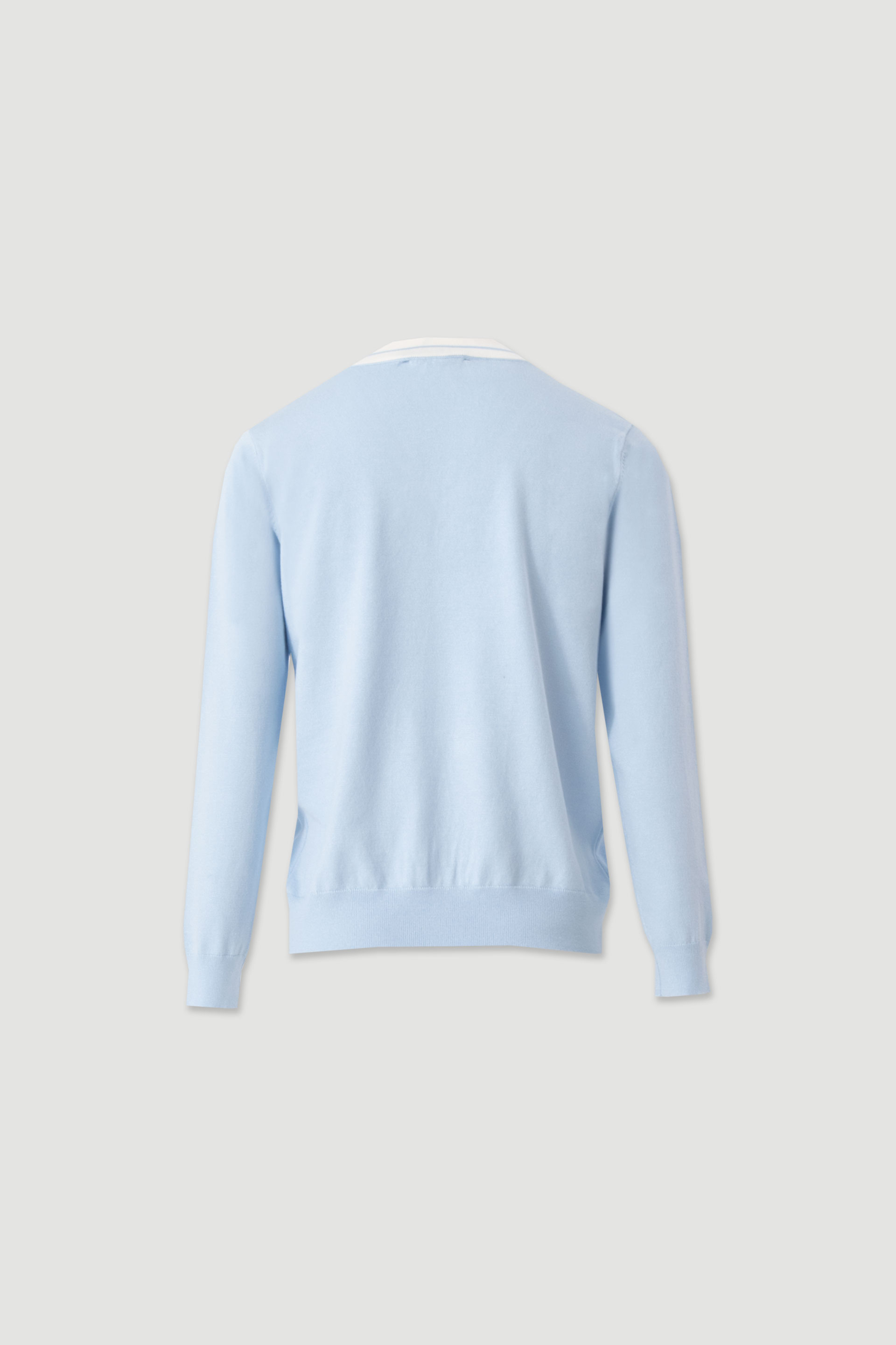 Camisola de malha com decote em v e detalhes em contraste