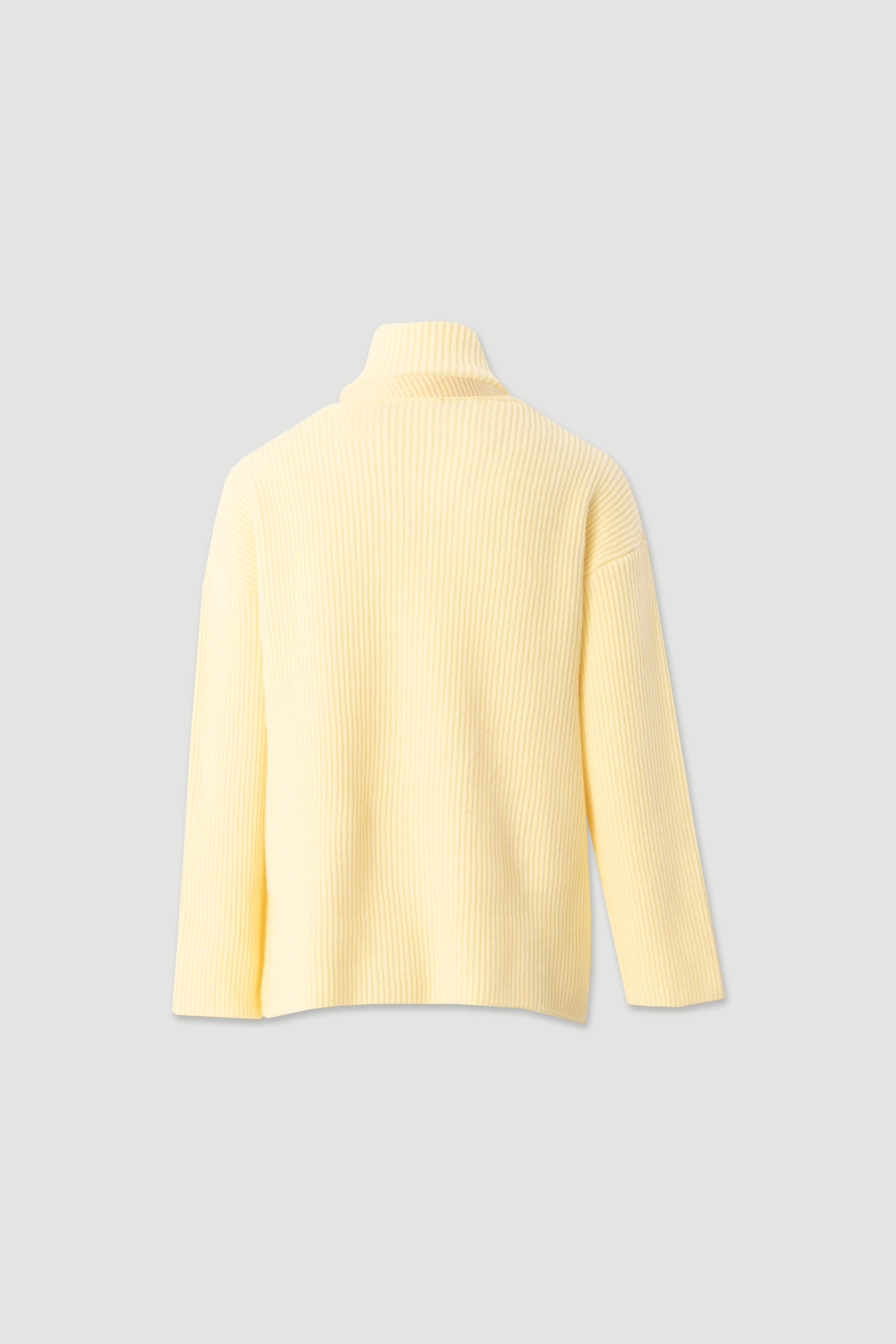 Ribbed knit sweater with integrated scarf