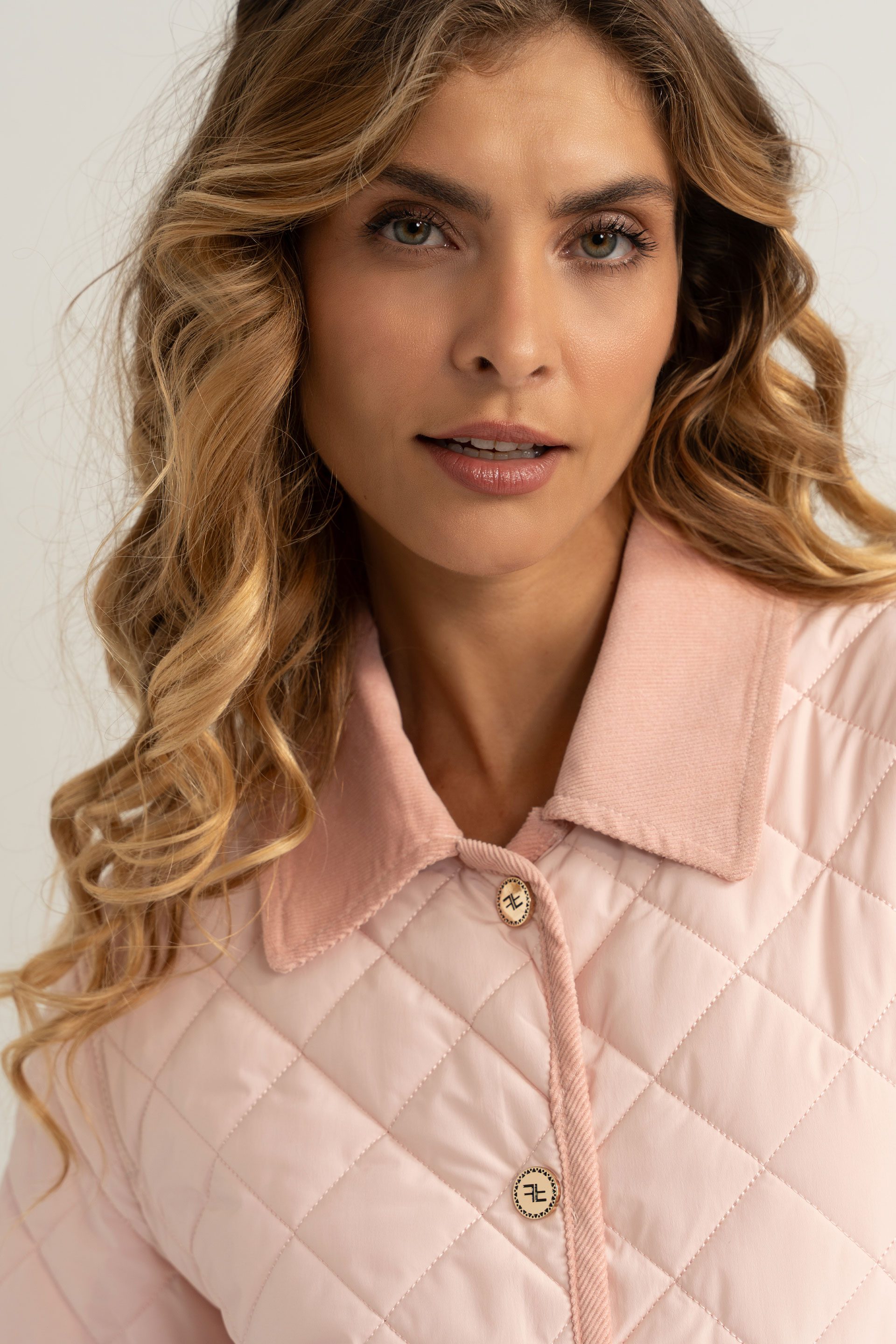 Quilted diamond-pattern parka