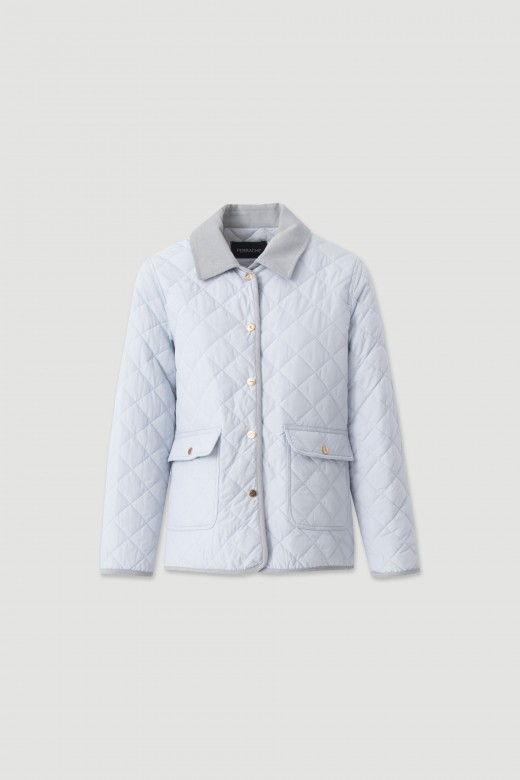 Quilted diamond-pattern parka