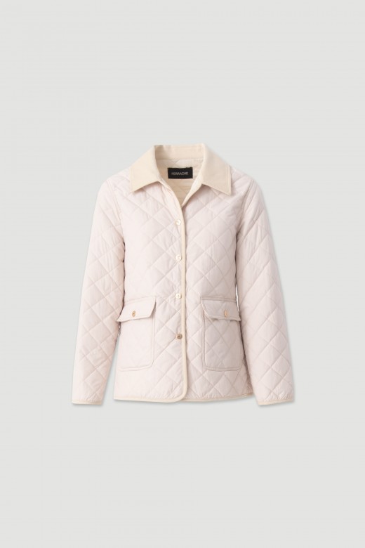 Quilted diamond-pattern parka