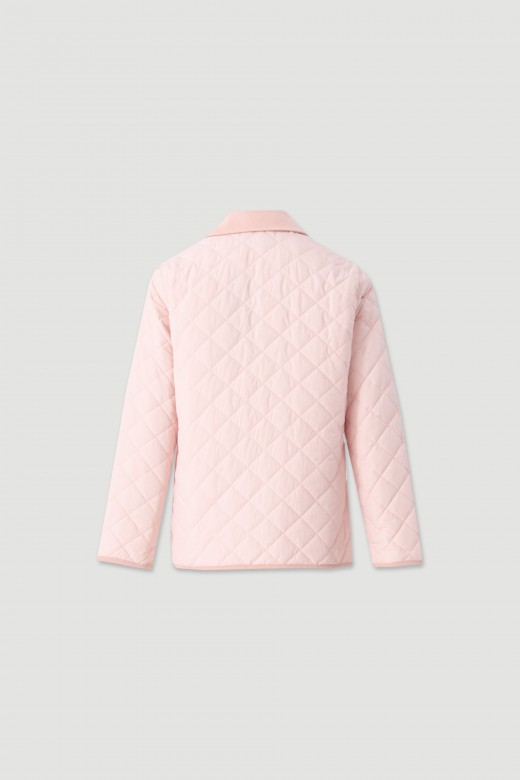 Quilted diamond-pattern parka