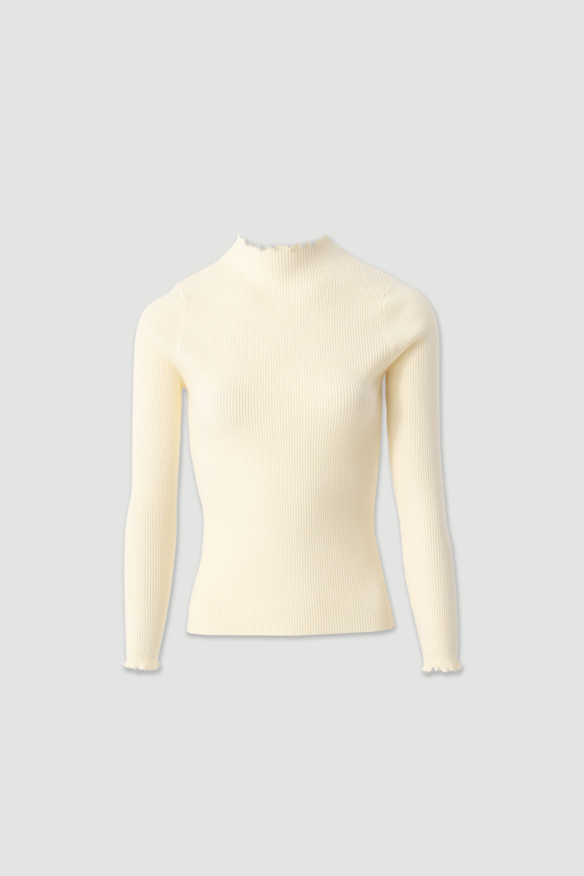 Ribbed knit sweater with high neckline