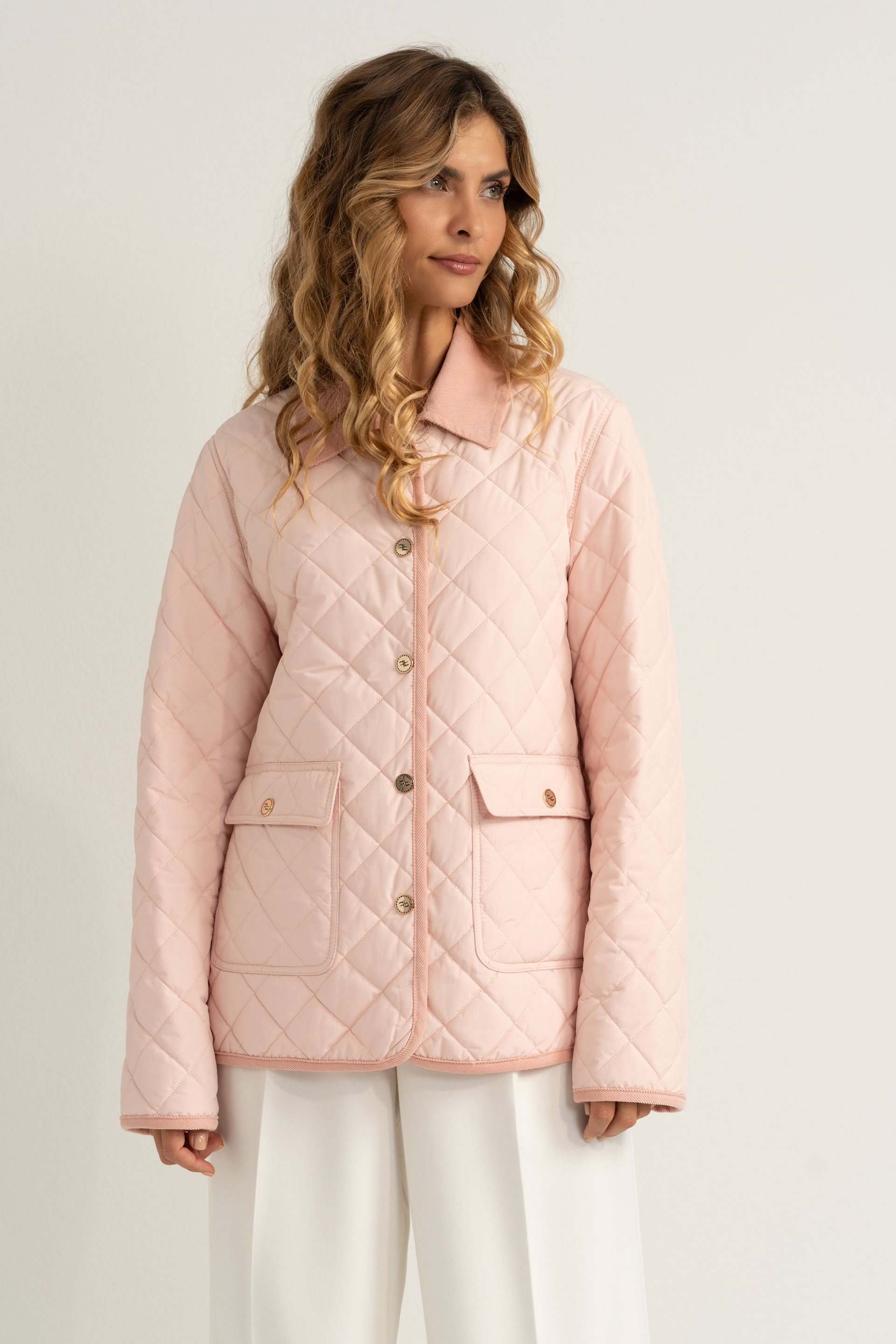 Parka acolchoada com padrão losango