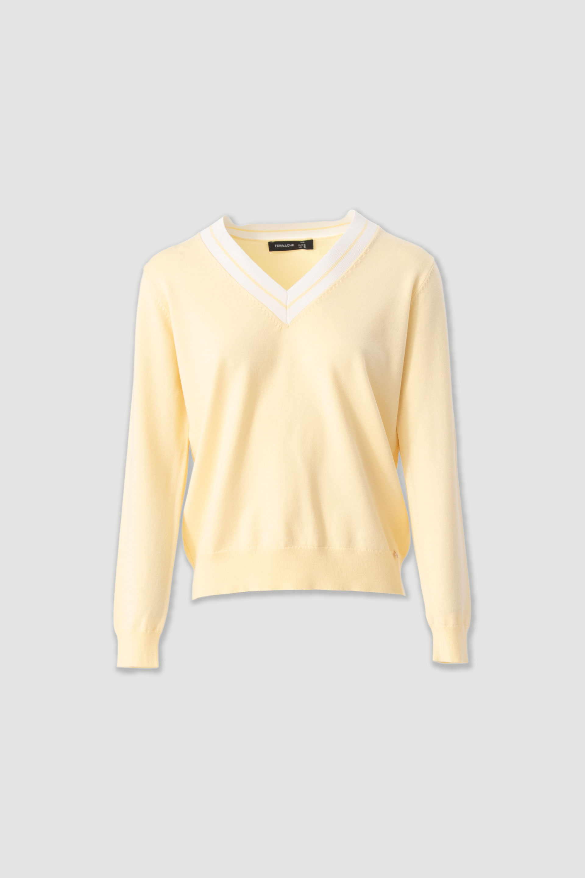 Knit sweater with v-neck and contrast details