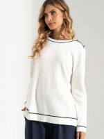 Camisola de malha com bot�es nos ombros