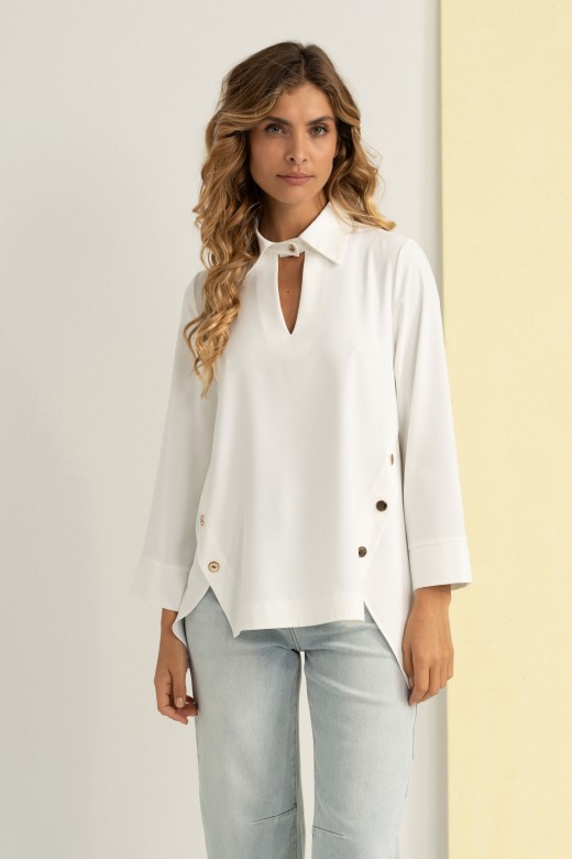 T�nica assim�trica com decote em gota