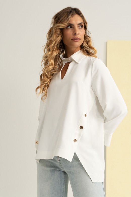 T�nica assim�trica com decote em gota