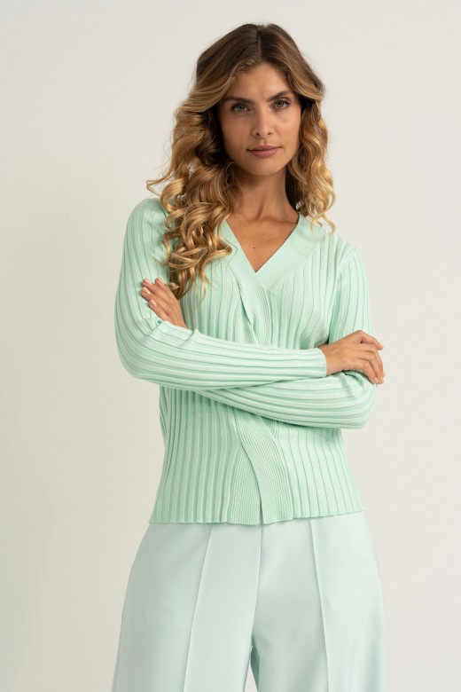 Ribbed knit sweater with v-neck Ribbed knit sweater with v-neck