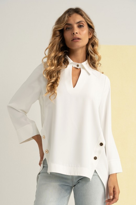 T�nica assim�trica com decote em gota