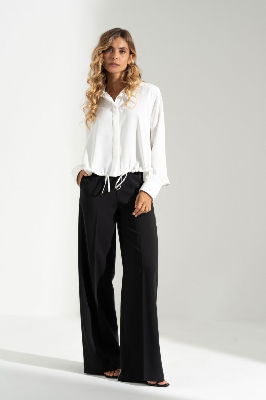 High-waisted wide-leg trousers