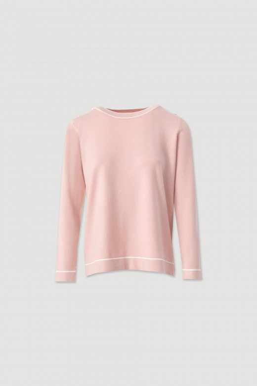 Knit sweater with shoulder buttons Knit sweater with shoulder buttons
