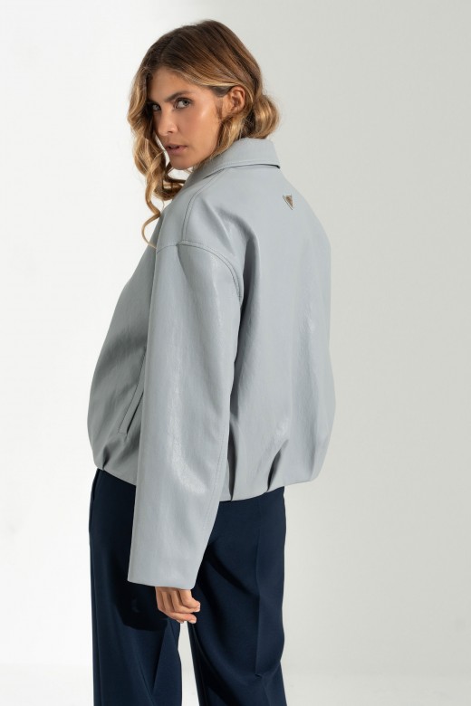 Faux leather jacket with back detail Faux leather jacket with back detail