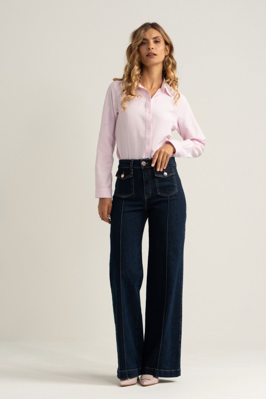 Cotton wide leg jeans