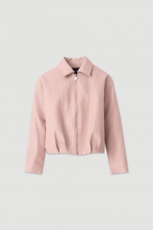 Faux leather jacket with back detail Faux leather jacket with back detail