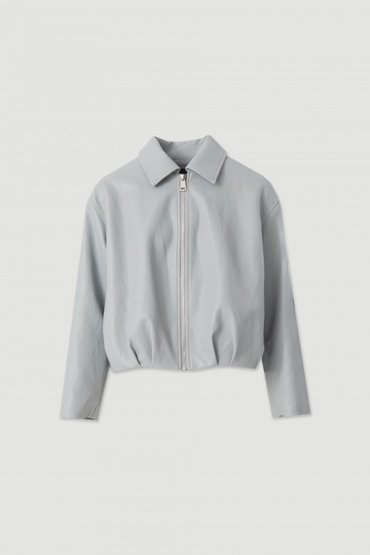 Faux leather jacket with back detail Faux leather jacket with back detail