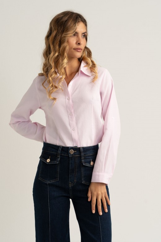 Camisa cintada em algod�o