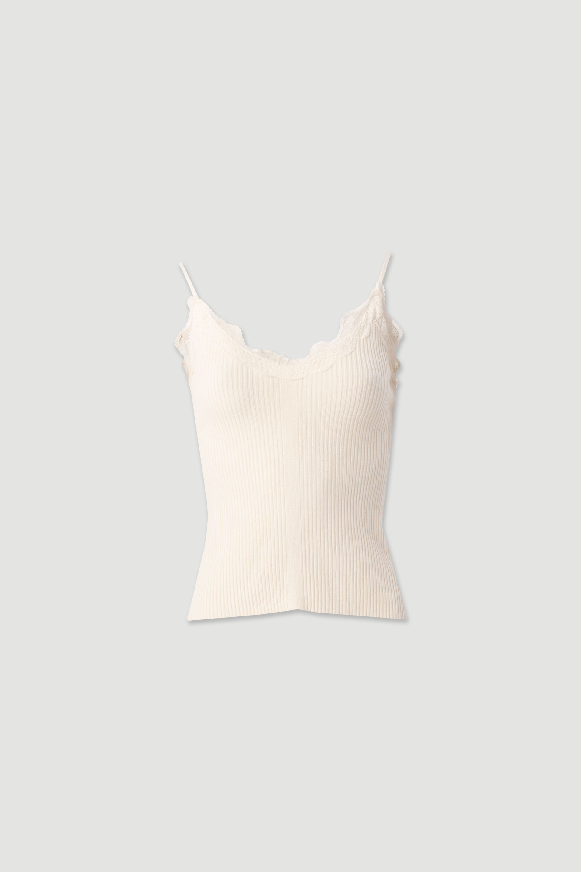 Ribbed knit set with lace – top and cardigan