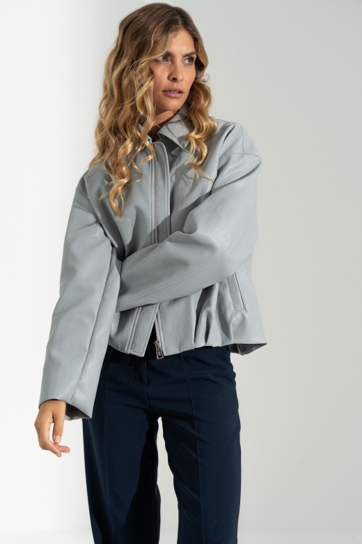 Faux leather jacket with back detail Faux leather jacket with back detail