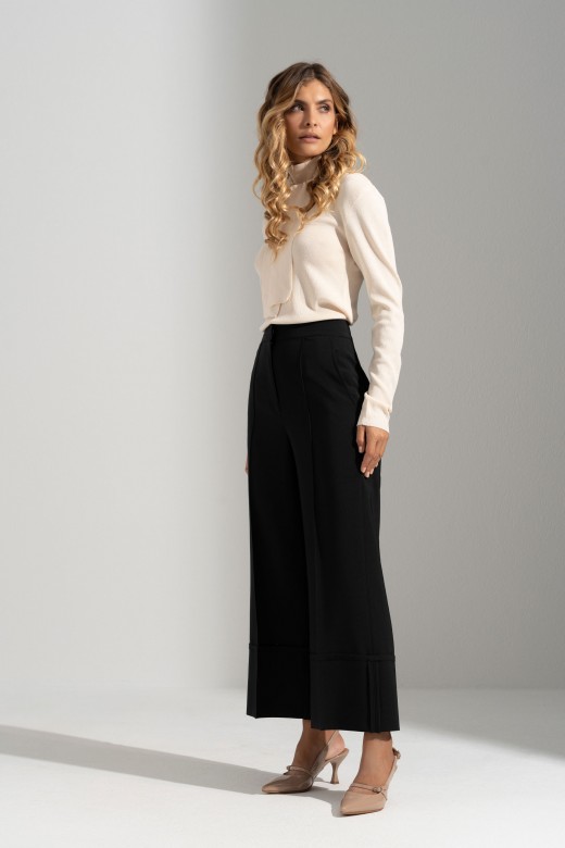 Pantal�n cropped wide leg con detalle de costura