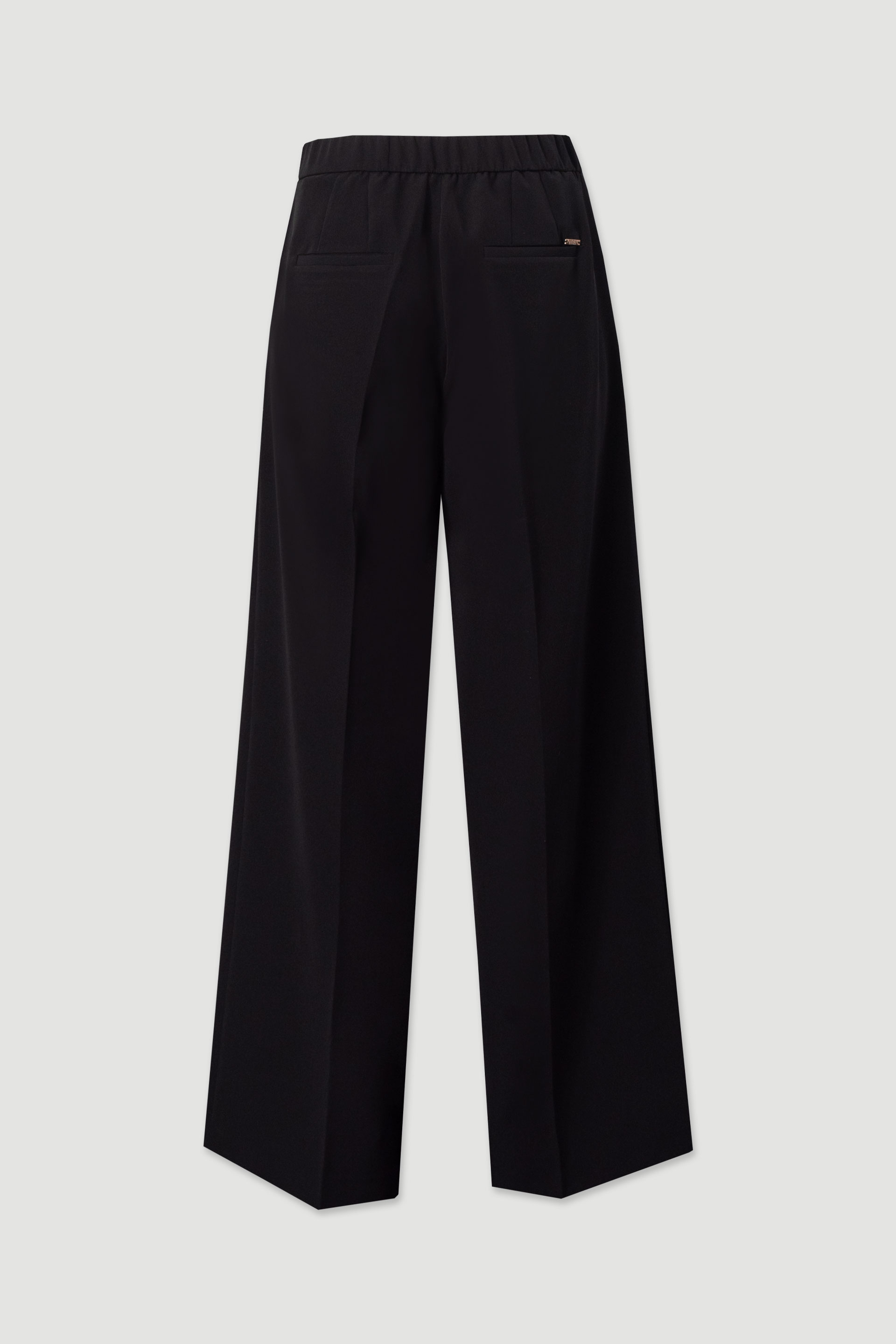 Calça clássica wide leg com cinto elástico