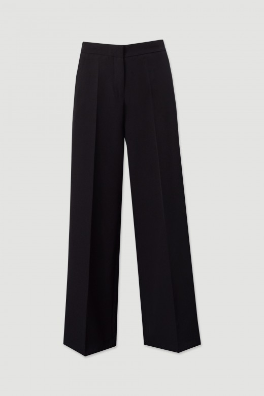 Classic high-waisted wide-leg trousers with elastic waistband Classic high-waisted wide-leg trousers with elastic waistband