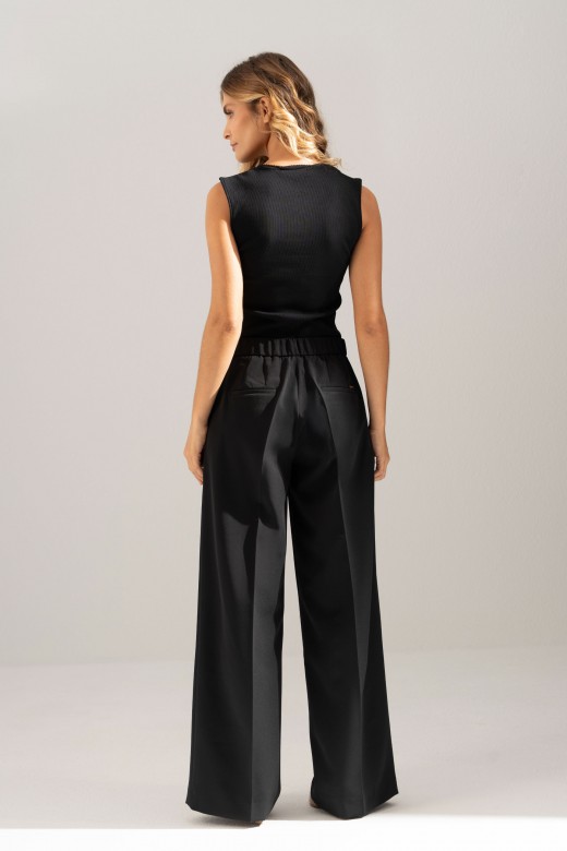 Classic high-waisted wide-leg trousers with elastic waistband Classic high-waisted wide-leg trousers with elastic waistband