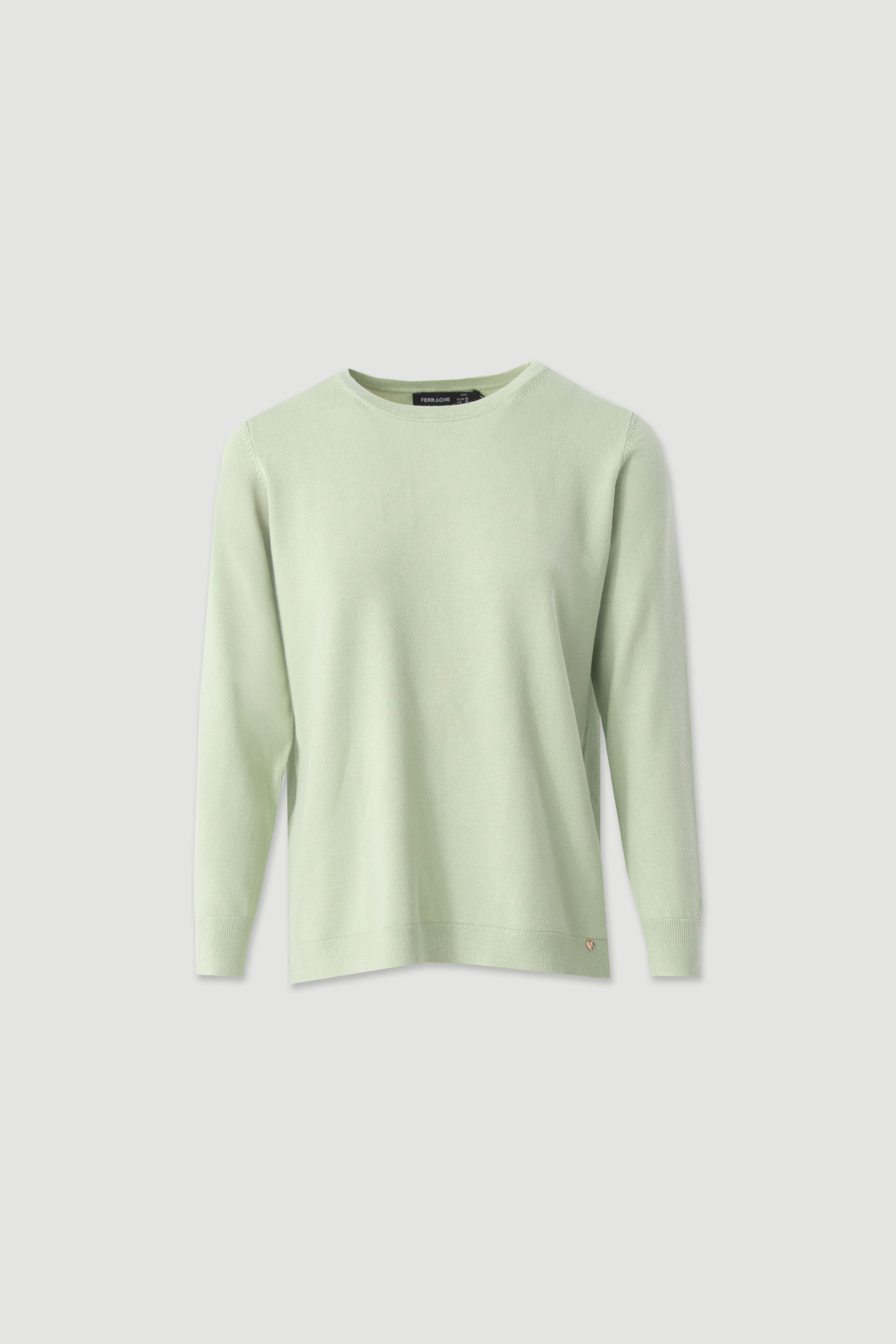Plain knit sweater with round neckline