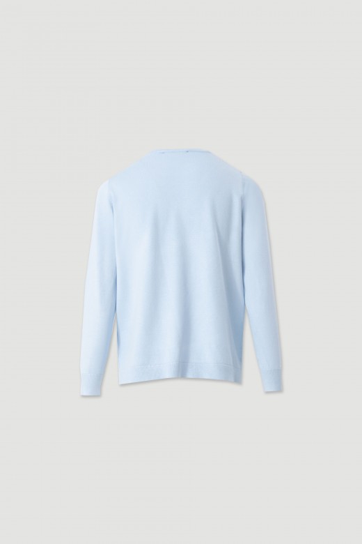 Plain knit sweater with round neckline Plain knit sweater with round neckline