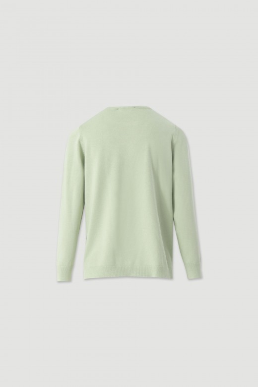 Plain knit sweater with round neckline Plain knit sweater with round neckline