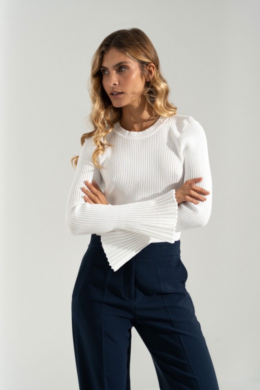 Ribbed knit sweater with flare sleeves Ribbed knit sweater with flare sleeves
