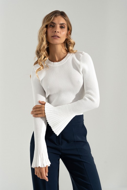 Ribbed knit sweater with flare sleeves Ribbed knit sweater with flare sleeves