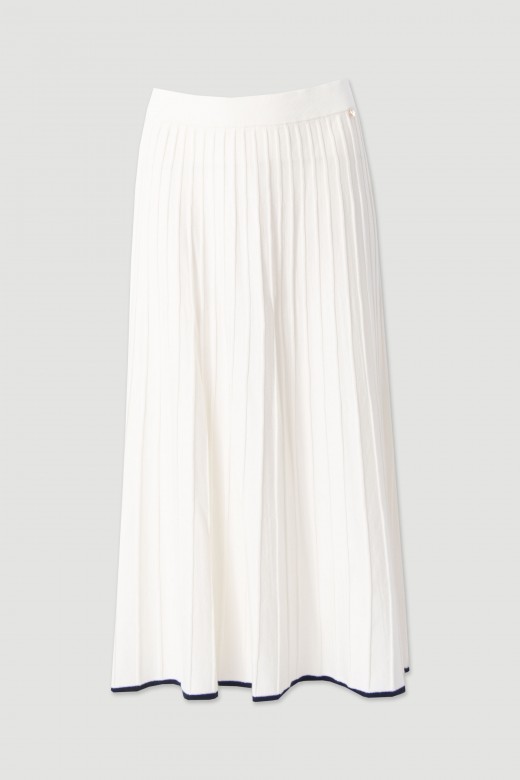 Saia midi de malha com pregas Saia midi de malha com pregas